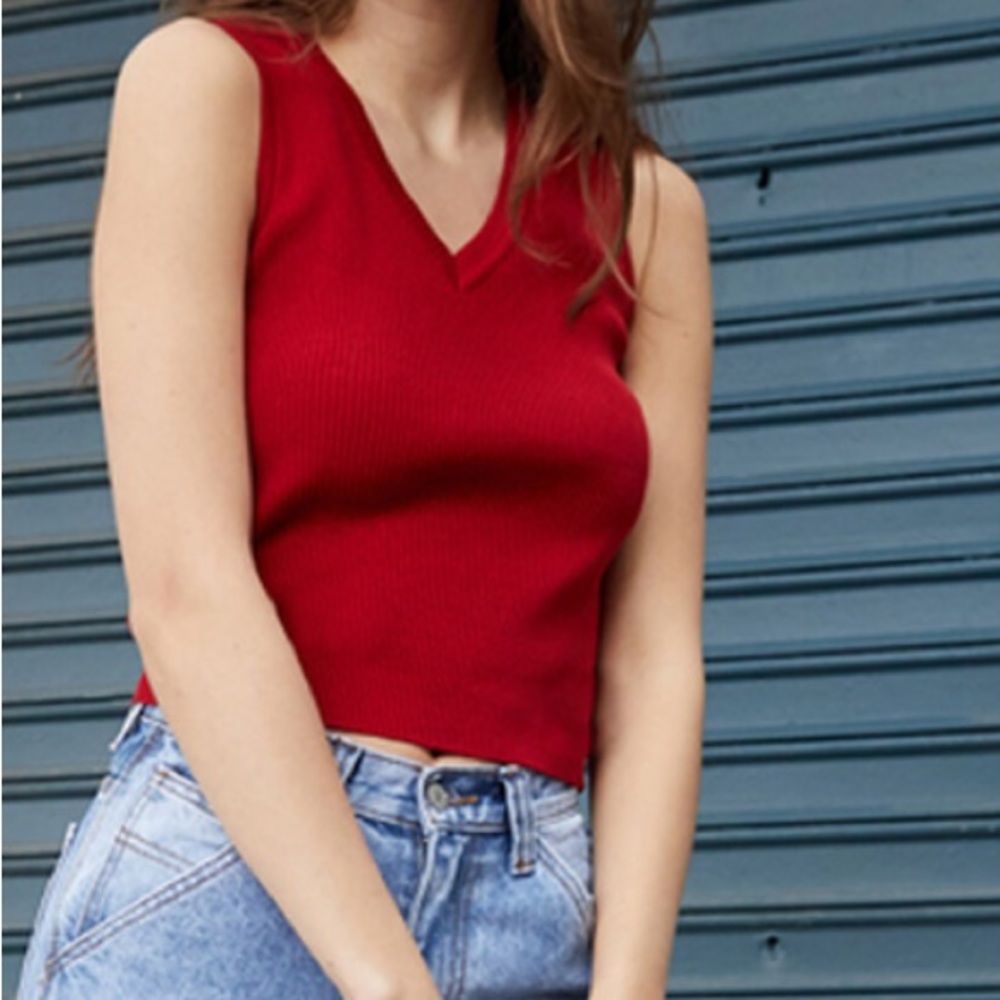 John Galt Red Milena Sweater Vest